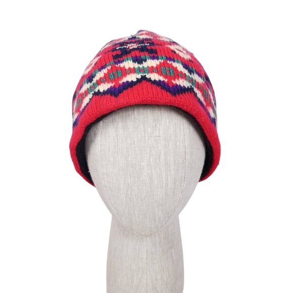 Merkley 100% Wool Patterned Beanie Beaded Pom Pom Tassel - Picture 2 of 10